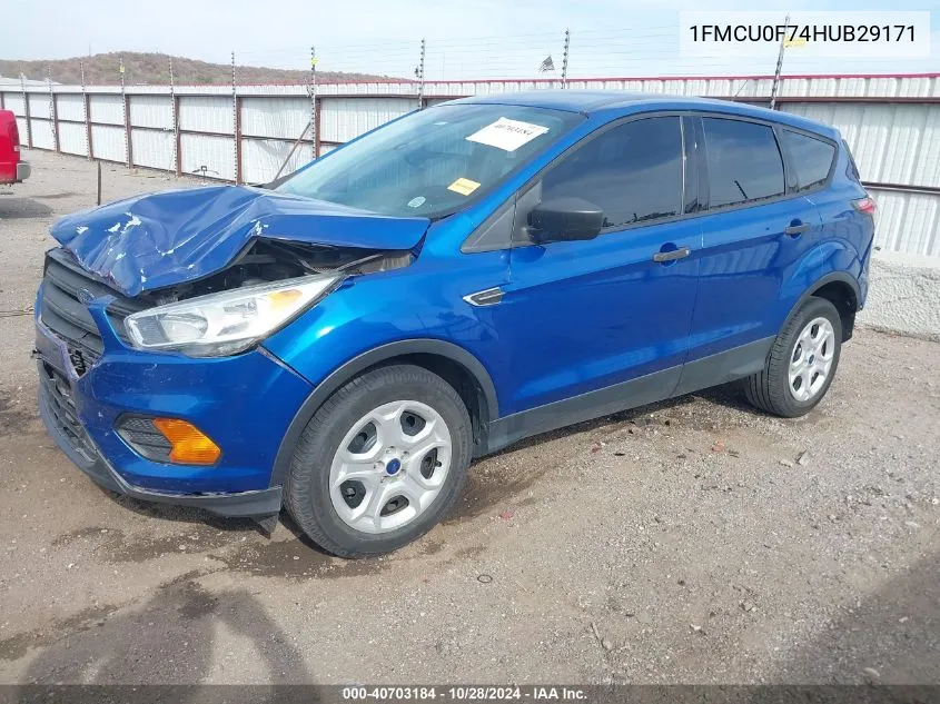 2017 Ford Escape S VIN: 1FMCU0F74HUB29171 Lot: 40703184