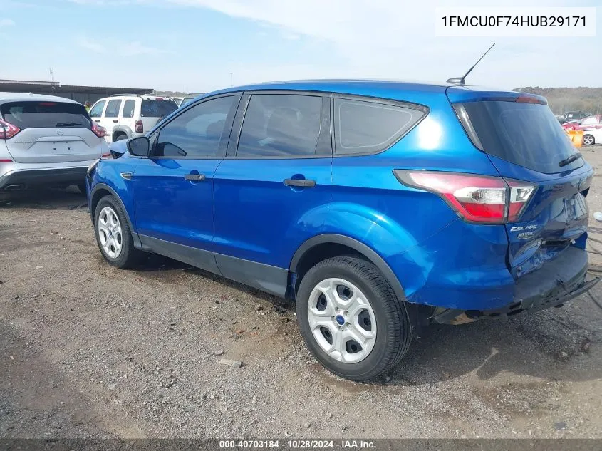 2017 Ford Escape S VIN: 1FMCU0F74HUB29171 Lot: 40703184