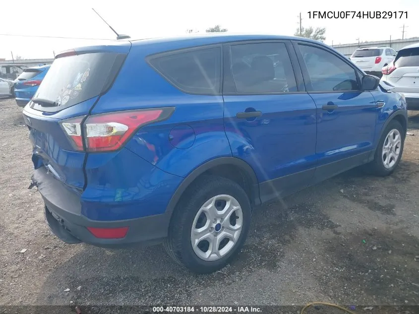 2017 Ford Escape S VIN: 1FMCU0F74HUB29171 Lot: 40703184