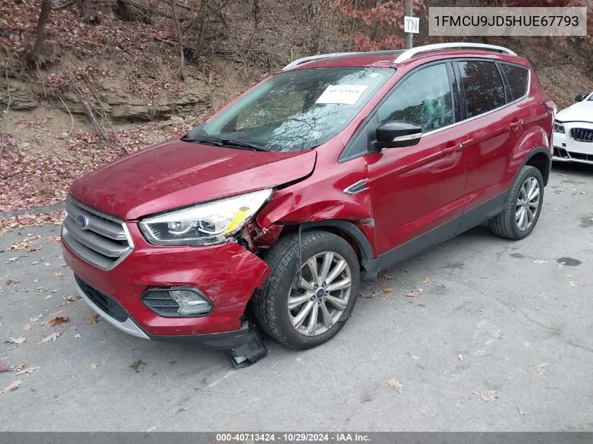 2017 Ford Escape Titanium VIN: 1FMCU9JD5HUE67793 Lot: 40713424