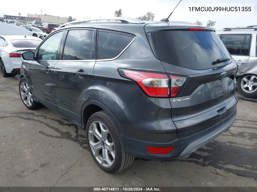 2017 Ford Escape Titanium VIN: 1FMCU0J99HUC51355 Lot: 40714811