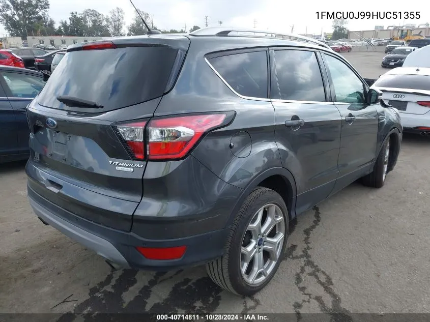 2017 Ford Escape Titanium VIN: 1FMCU0J99HUC51355 Lot: 40714811