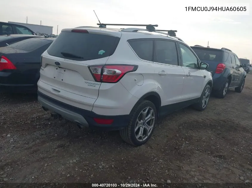 2017 Ford Escape Titanium VIN: 1FMCU0J94HUA60605 Lot: 40720103