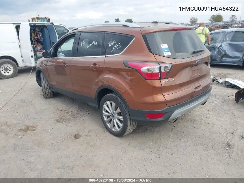 2017 Ford Escape Titanium VIN: 1FMCU0J91HUA64322 Lot: 40723198