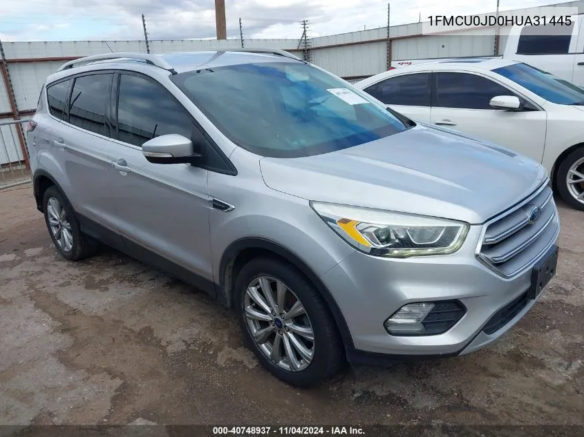 2017 Ford Escape Titanium VIN: 1FMCU0JD0HUA31445 Lot: 40748937