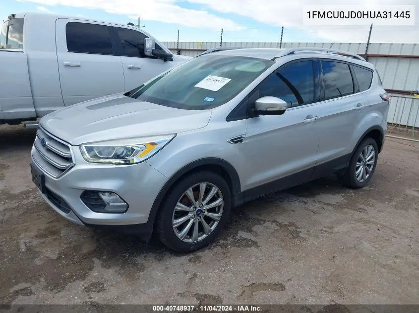 2017 Ford Escape Titanium VIN: 1FMCU0JD0HUA31445 Lot: 40748937