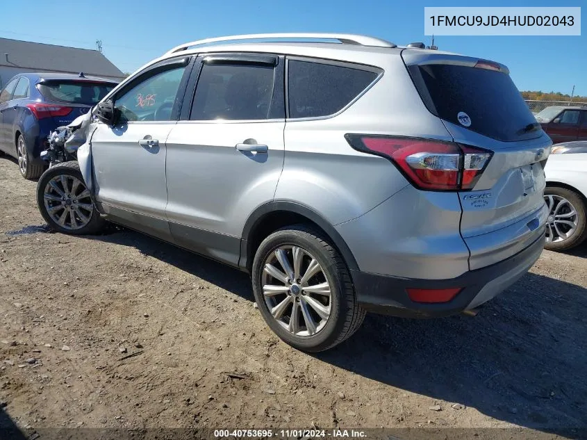 2017 Ford Escape Titanium VIN: 1FMCU9JD4HUD02043 Lot: 40753695