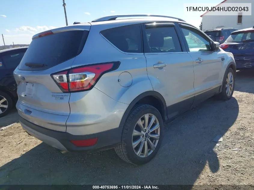 2017 Ford Escape Titanium VIN: 1FMCU9JD4HUD02043 Lot: 40753695