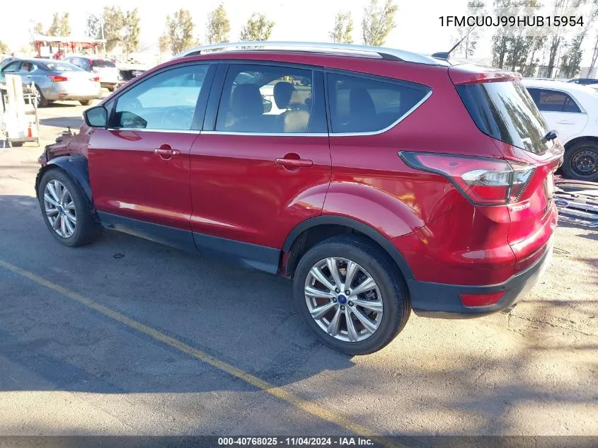 2017 Ford Escape Titanium VIN: 1FMCU0J99HUB15954 Lot: 40768025