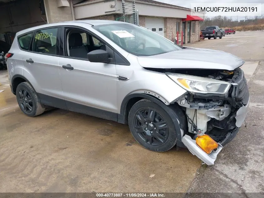 2017 Ford Escape S VIN: 1FMCU0F72HUA20191 Lot: 40773807