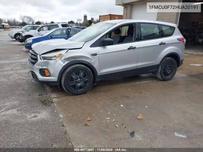 2017 Ford Escape S VIN: 1FMCU0F72HUA20191 Lot: 40773807