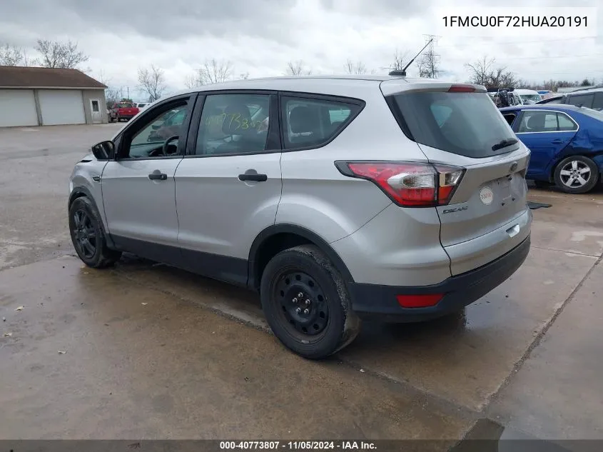 2017 Ford Escape S VIN: 1FMCU0F72HUA20191 Lot: 40773807