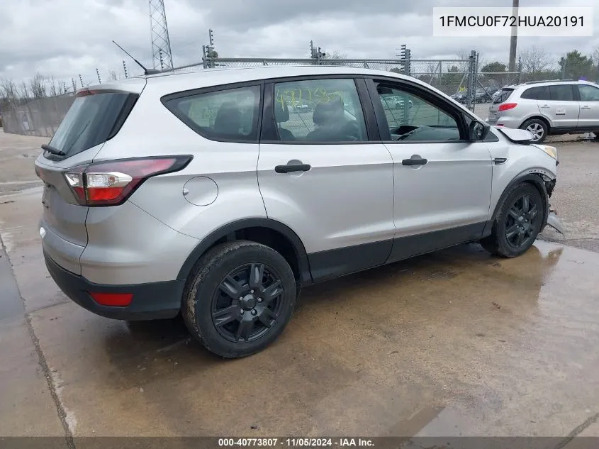 2017 Ford Escape S VIN: 1FMCU0F72HUA20191 Lot: 40773807