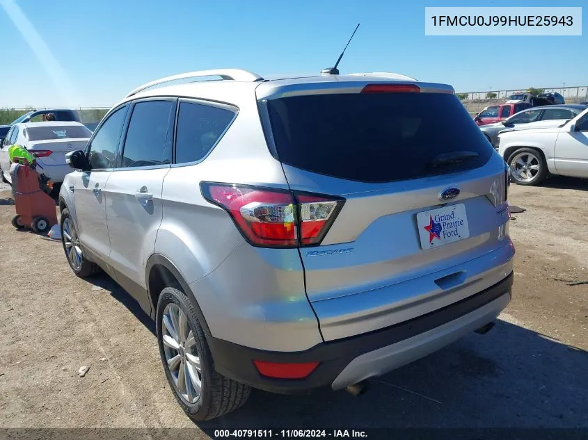 2017 Ford Escape Titanium VIN: 1FMCU0J99HUE25943 Lot: 40791511