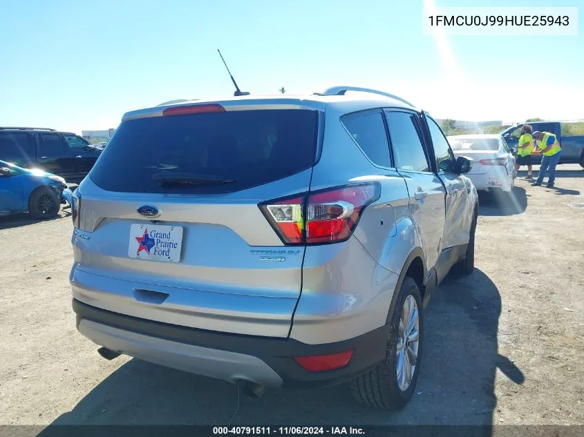 2017 Ford Escape Titanium VIN: 1FMCU0J99HUE25943 Lot: 40791511