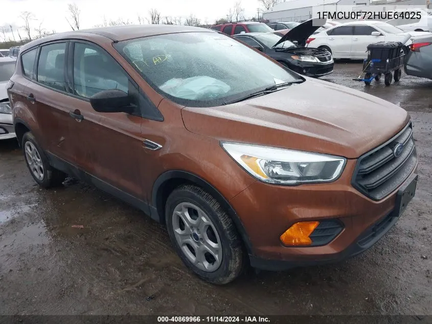 2017 Ford Escape S VIN: 1FMCU0F72HUE64025 Lot: 40869966