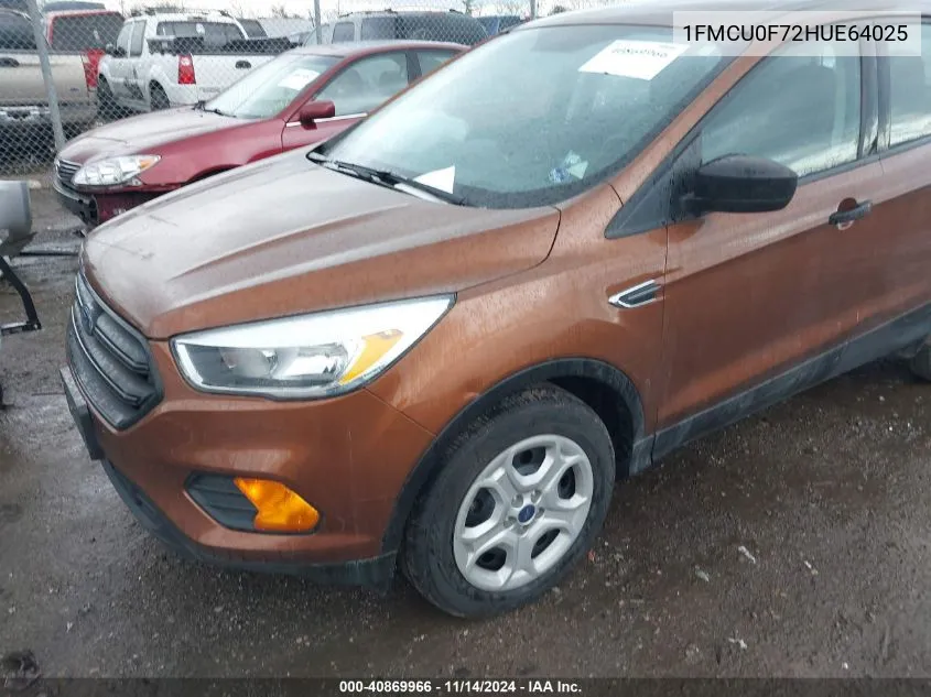 2017 Ford Escape S VIN: 1FMCU0F72HUE64025 Lot: 40869966