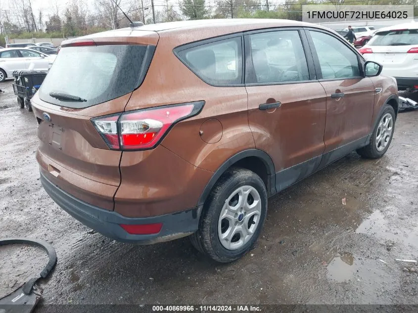 2017 Ford Escape S VIN: 1FMCU0F72HUE64025 Lot: 40869966