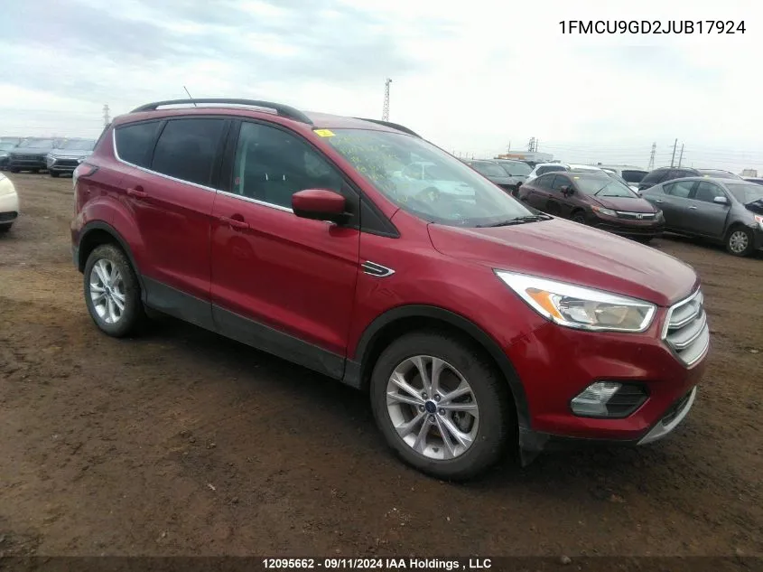 2018 Ford Escape Se VIN: 1FMCU9GD2JUB17924 Lot: 12095662