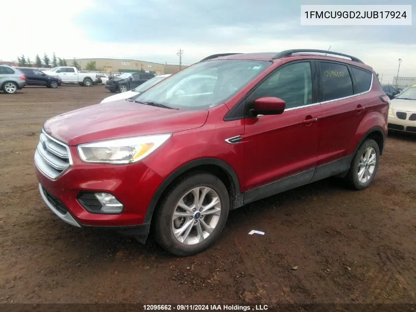 2018 Ford Escape Se VIN: 1FMCU9GD2JUB17924 Lot: 12095662