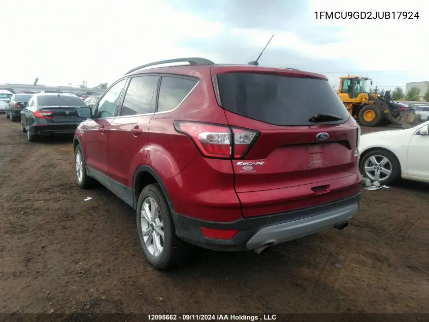 2018 Ford Escape Se VIN: 1FMCU9GD2JUB17924 Lot: 12095662