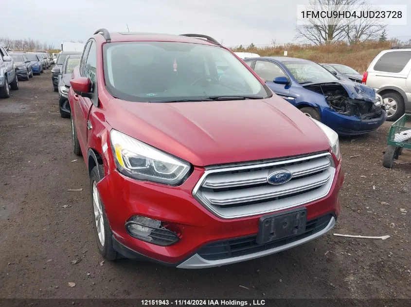 2018 Ford Escape Sel VIN: 1FMCU9HD4JUD23728 Lot: 12151943