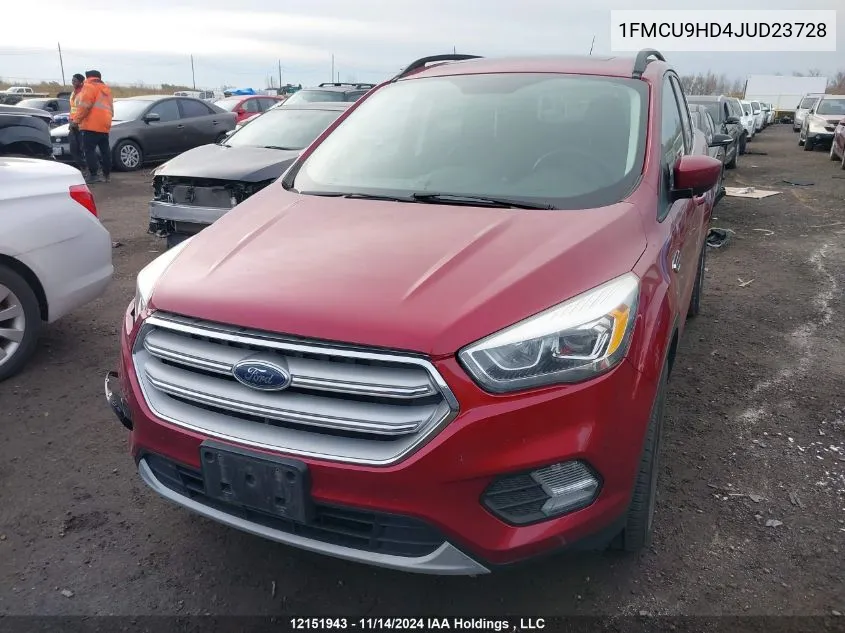 2018 Ford Escape Sel VIN: 1FMCU9HD4JUD23728 Lot: 12151943