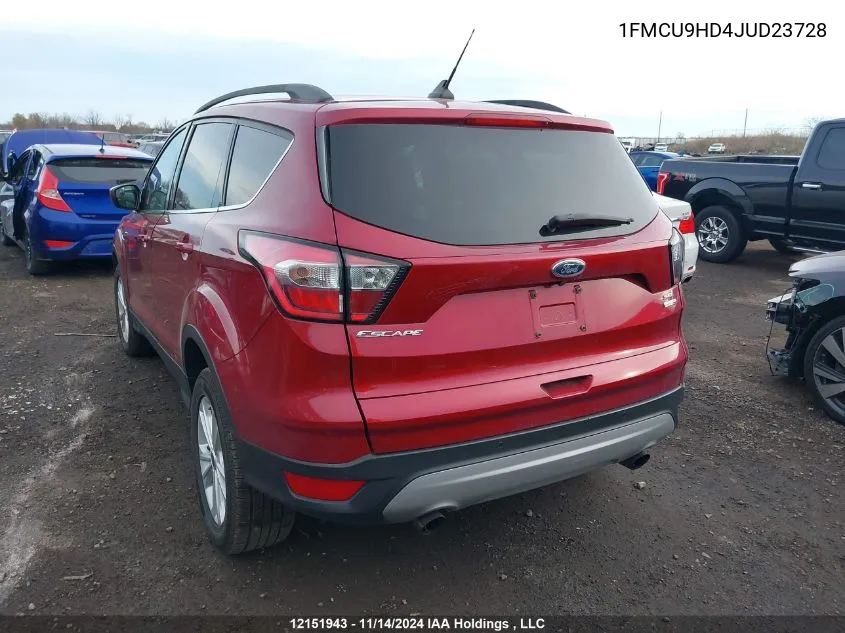 2018 Ford Escape Sel VIN: 1FMCU9HD4JUD23728 Lot: 12151943