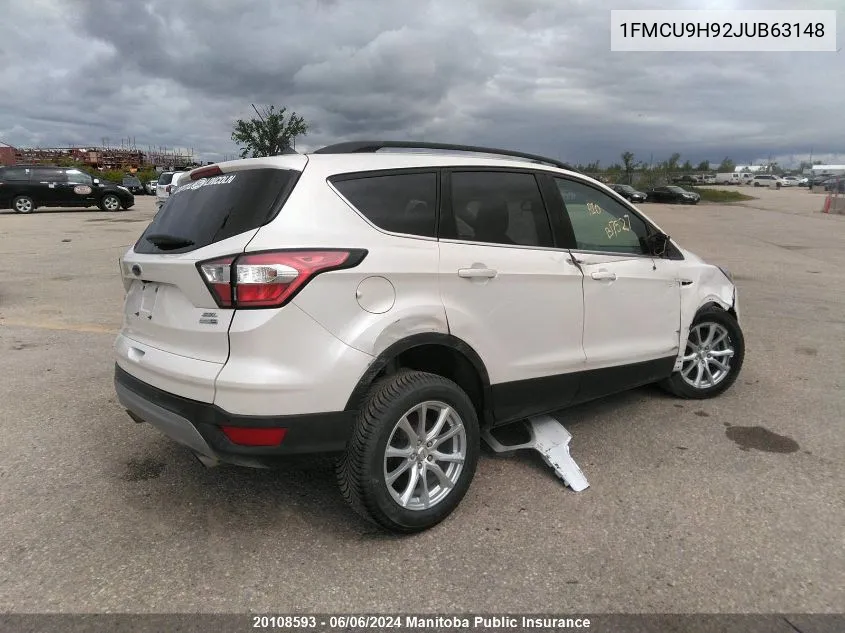 2018 Ford Escape Sel VIN: 1FMCU9H92JUB63148 Lot: 20108593