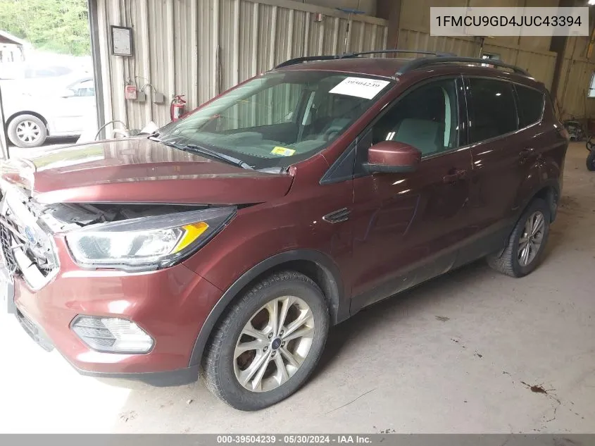 2018 Ford Escape Se VIN: 1FMCU9GD4JUC43394 Lot: 39504239