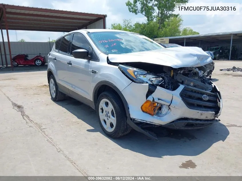 2018 Ford Escape S VIN: 1FMCU0F75JUA30316 Lot: 39632082