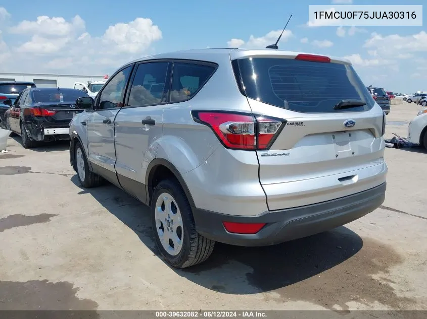 2018 Ford Escape S VIN: 1FMCU0F75JUA30316 Lot: 39632082