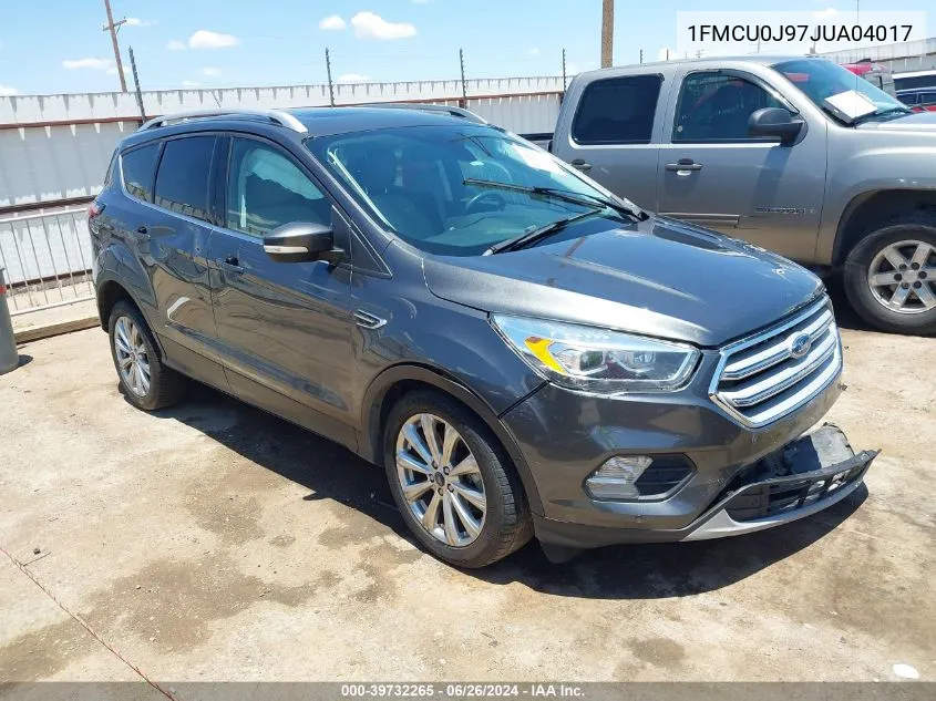 2018 Ford Escape Titanium VIN: 1FMCU0J97JUA04017 Lot: 39732265