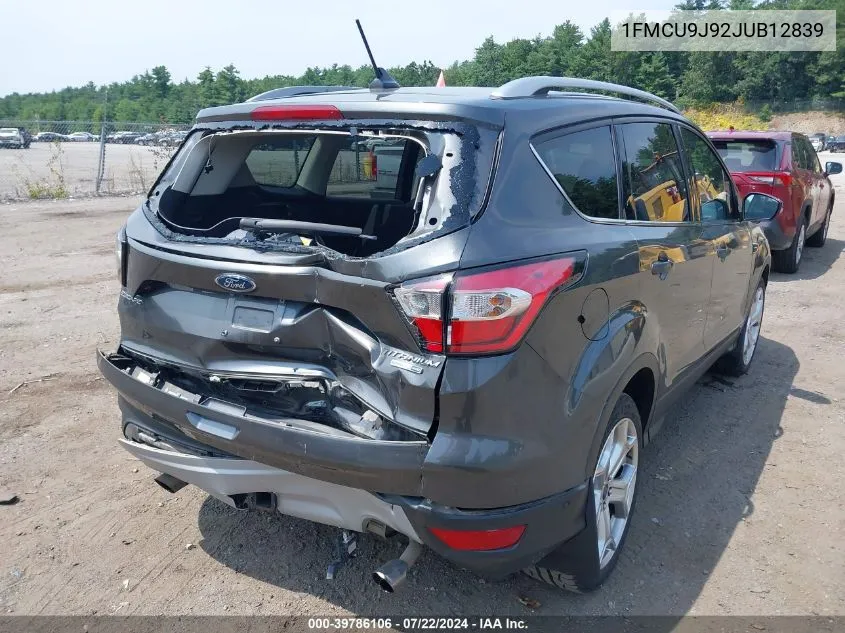 2018 Ford Escape Titanium VIN: 1FMCU9J92JUB12839 Lot: 39786106