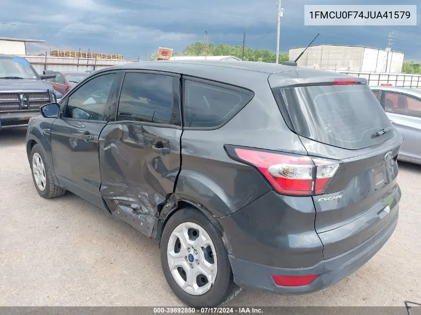 2018 Ford Escape S VIN: 1FMCU0F74JUA41579 Lot: 39892850