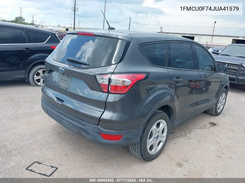 2018 Ford Escape S VIN: 1FMCU0F74JUA41579 Lot: 39892850