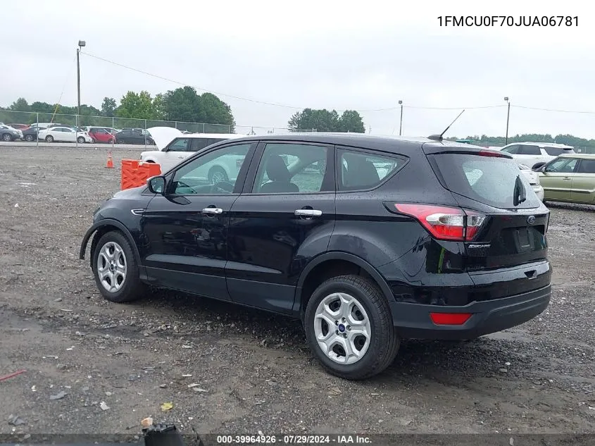 2018 Ford Escape S VIN: 1FMCU0F70JUA06781 Lot: 39964926