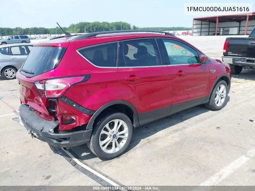 2018 Ford Escape Se VIN: 1FMCU0GD6JUA51616 Lot: 39991334