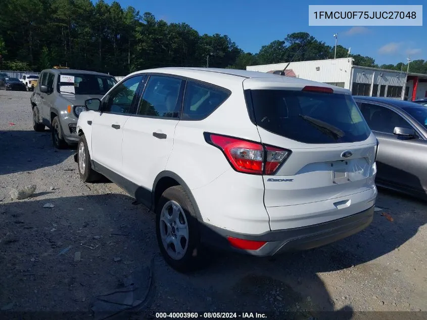 2018 Ford Escape S VIN: 1FMCU0F75JUC27048 Lot: 40003960