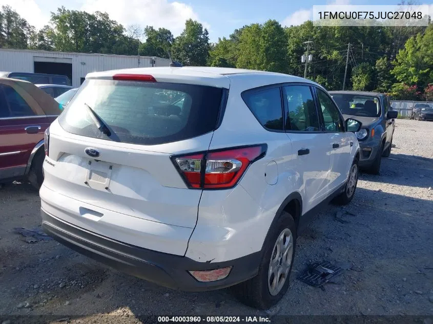 2018 Ford Escape S VIN: 1FMCU0F75JUC27048 Lot: 40003960