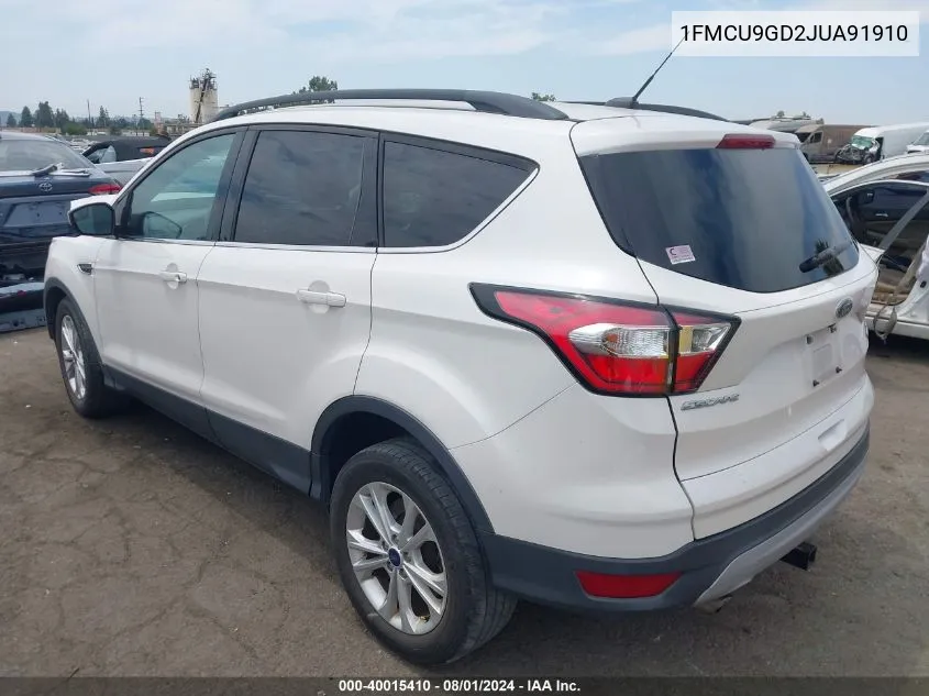 2018 Ford Escape Se VIN: 1FMCU9GD2JUA91910 Lot: 40015410