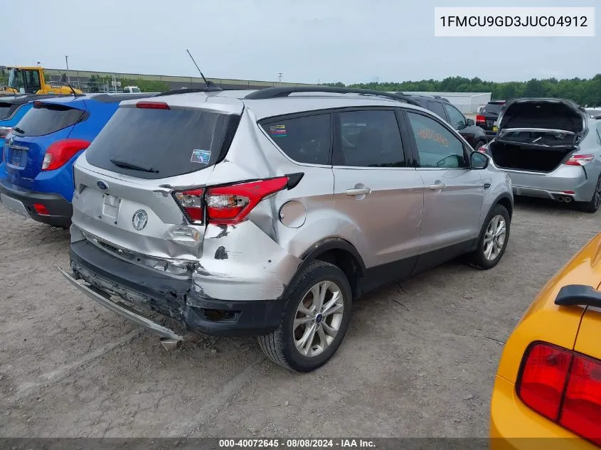 1FMCU9GD3JUC04912 2018 Ford Escape Se