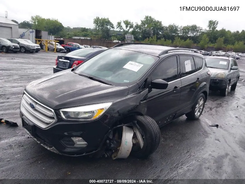 2018 Ford Escape Se VIN: 1FMCU9GD0JUA81697 Lot: 40072727