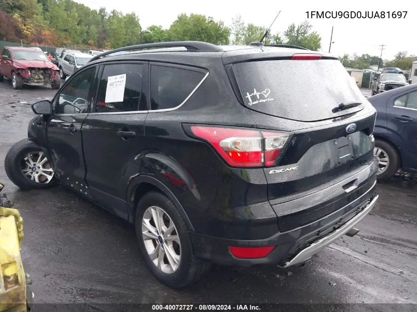 2018 Ford Escape Se VIN: 1FMCU9GD0JUA81697 Lot: 40072727