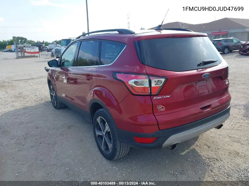 2018 Ford Escape Sel VIN: 1FMCU9HD0JUD47699 Lot: 40103489