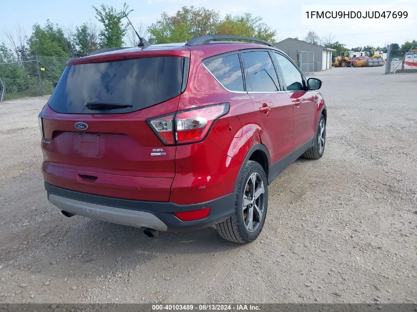 2018 Ford Escape Sel VIN: 1FMCU9HD0JUD47699 Lot: 40103489