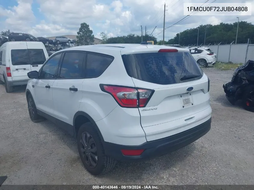 2018 Ford Escape S VIN: 1FMCU0F72JUB04808 Lot: 40143646