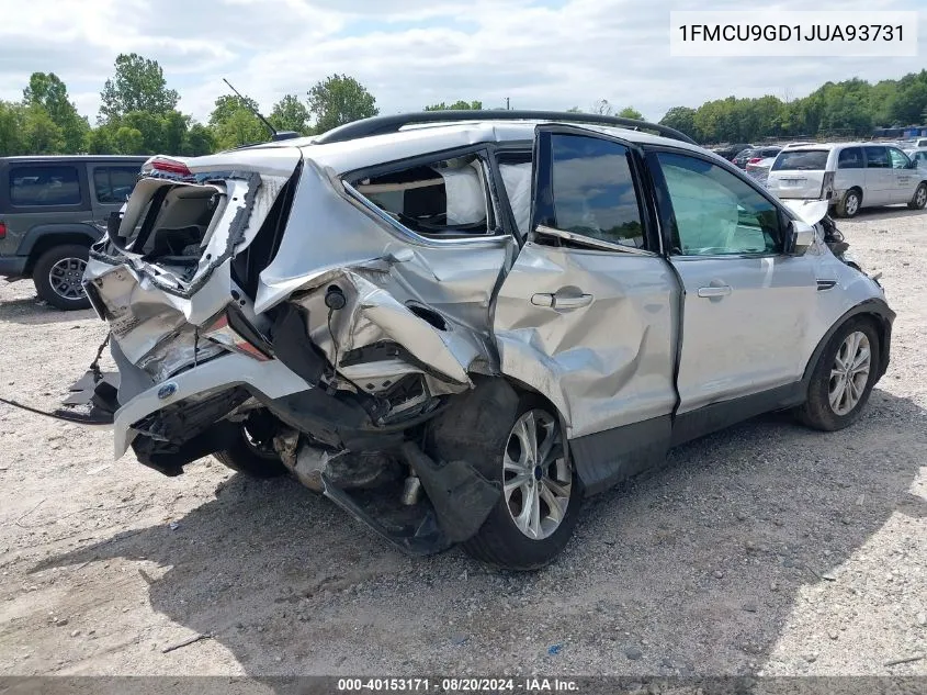 2018 Ford Escape Se VIN: 1FMCU9GD1JUA93731 Lot: 40153171