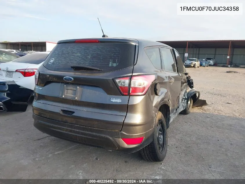 2018 Ford Escape S VIN: 1FMCU0F70JUC34358 Lot: 40225492