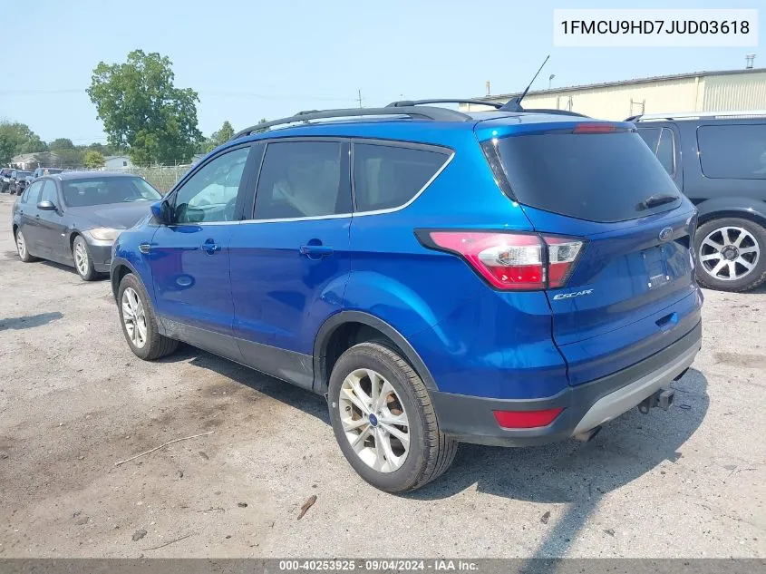 2018 Ford Escape Sel VIN: 1FMCU9HD7JUD03618 Lot: 40253925